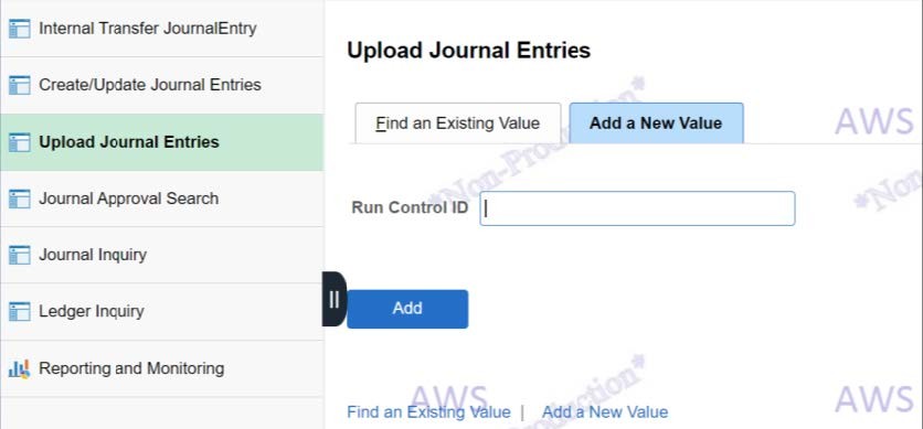 Click Add a New Value to enter a new Run Control ID and click Add.