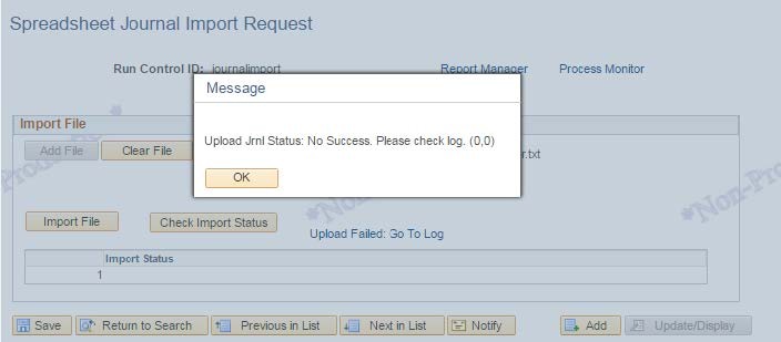 Click the Upload Failed: Go to Log link.