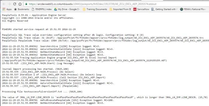 An error log window appears showing the reason for the import failure.