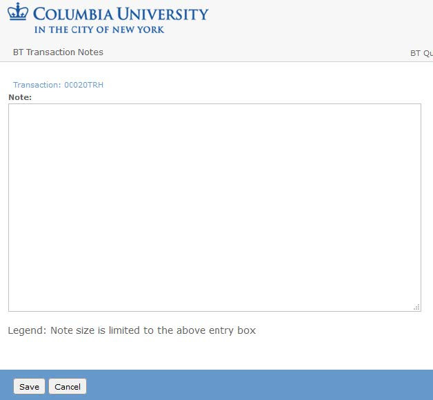 The Note screen appears.