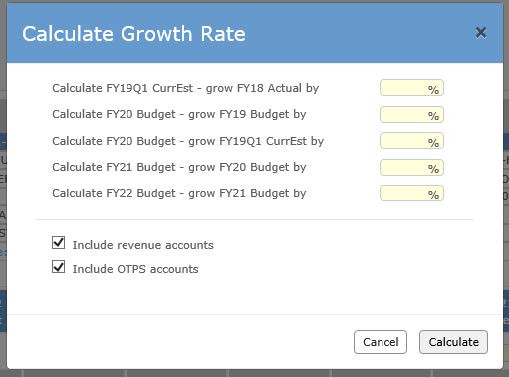 The Calculate Growth Rate screen appears. 