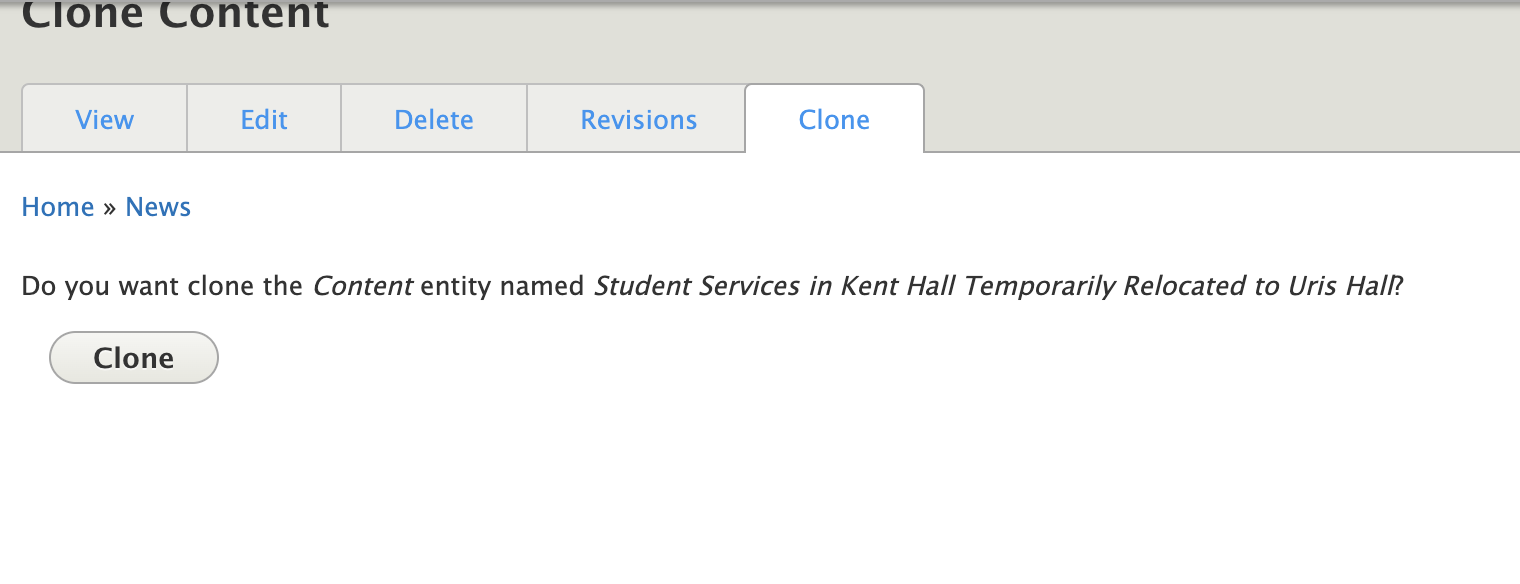 You will be prompted to confirm you’d like to clone this page. Click Clone.