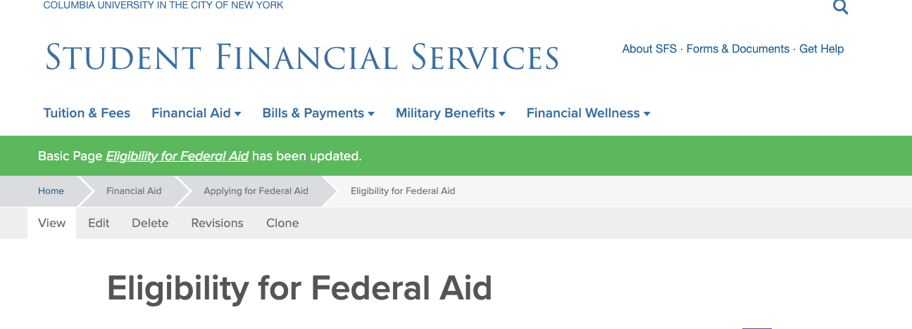 There will be a green bar near the top navigation to alert you the page has been updated.