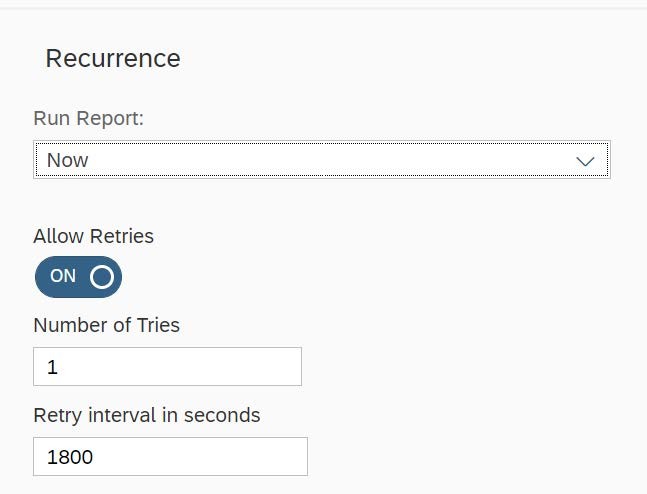 Click the Run Report dropdown to select when the report is to be run and the frequency