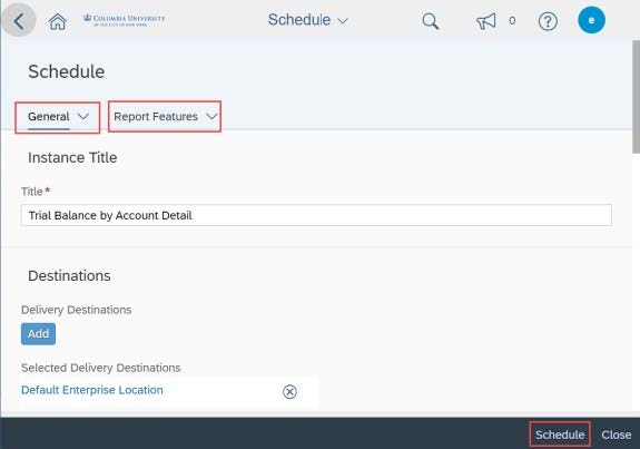 The Schedule page appears.