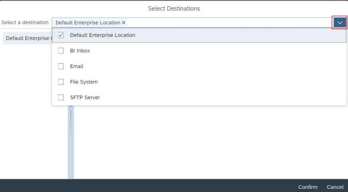 The Select Destinations window appears.