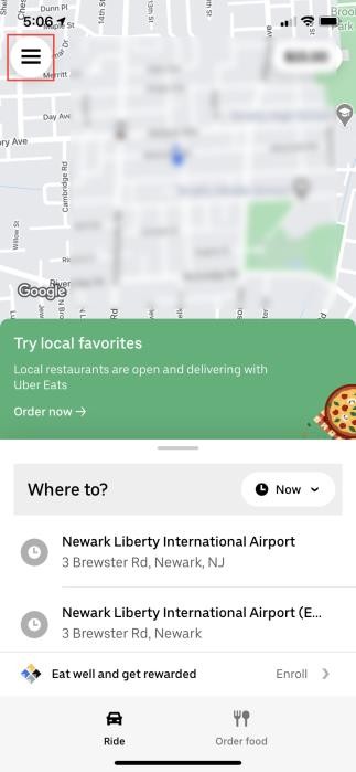 Open the Uber app on your smartphone and select the Profile menu from the upper left corner.