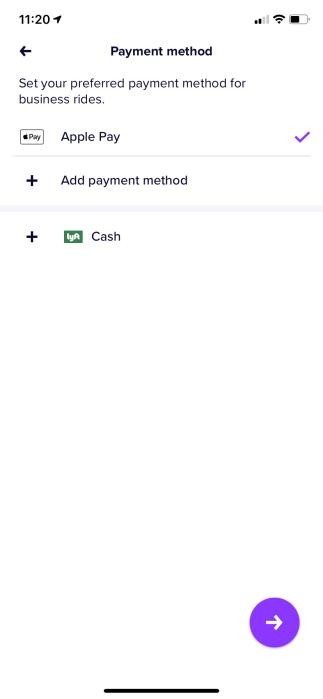 Select a previously added payment method or select Add payment method