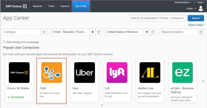 Login into the Concur desktop application and click the App Center tab.