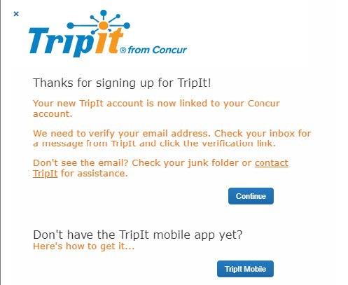A message appears for you to verify your email address.