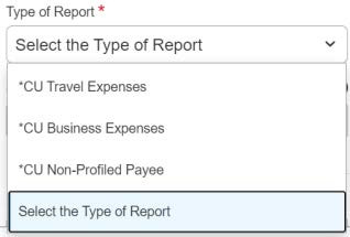 Choose the Type of Report from the dropdown.