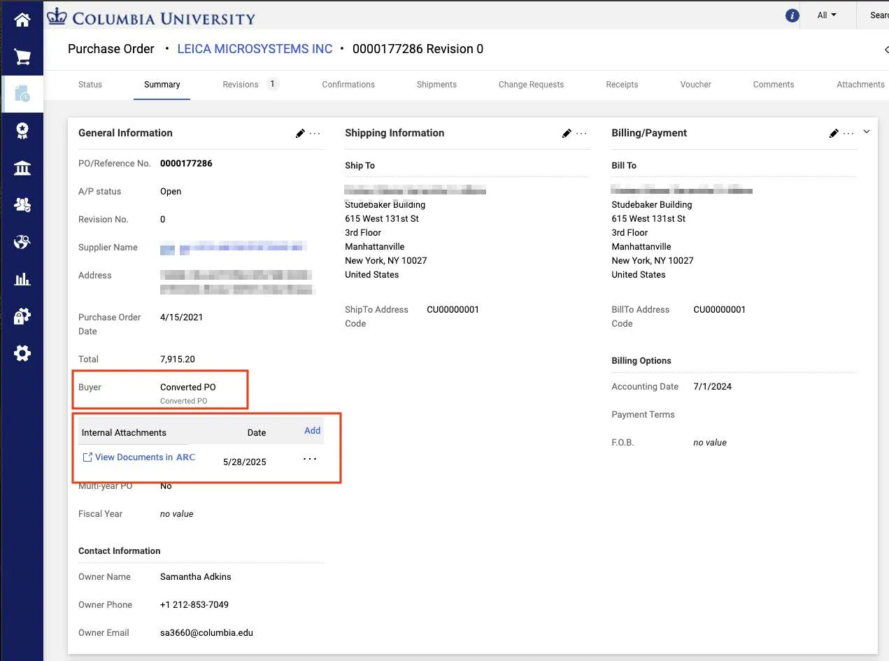 Purchase Order screenshot
