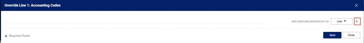 The Override Line Accounting Codes window appears.