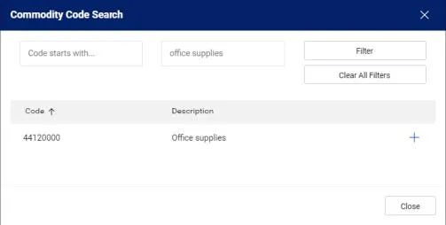 Search and select the Category Code.