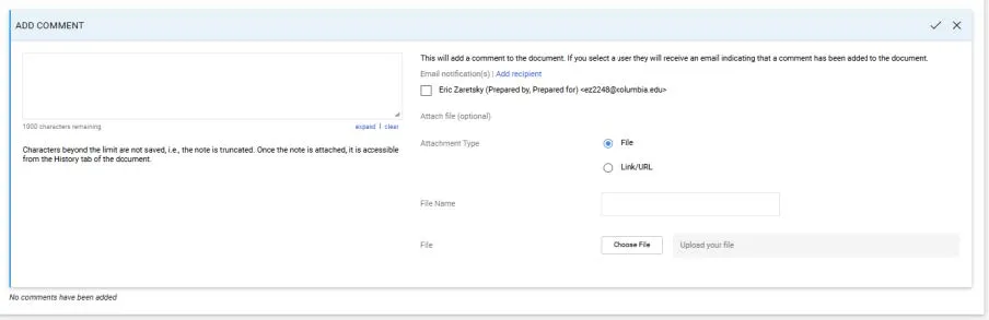 Add comments screen. 