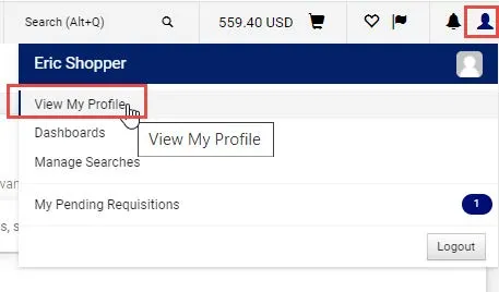 Click the Profile icon in the upper right corner of the CU Marketplace screen.