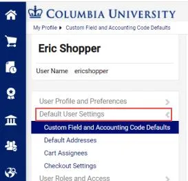 Click Default User Settings.