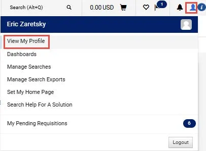 Click the Profile icon in the upper right corner of the CU Marketplace screen.