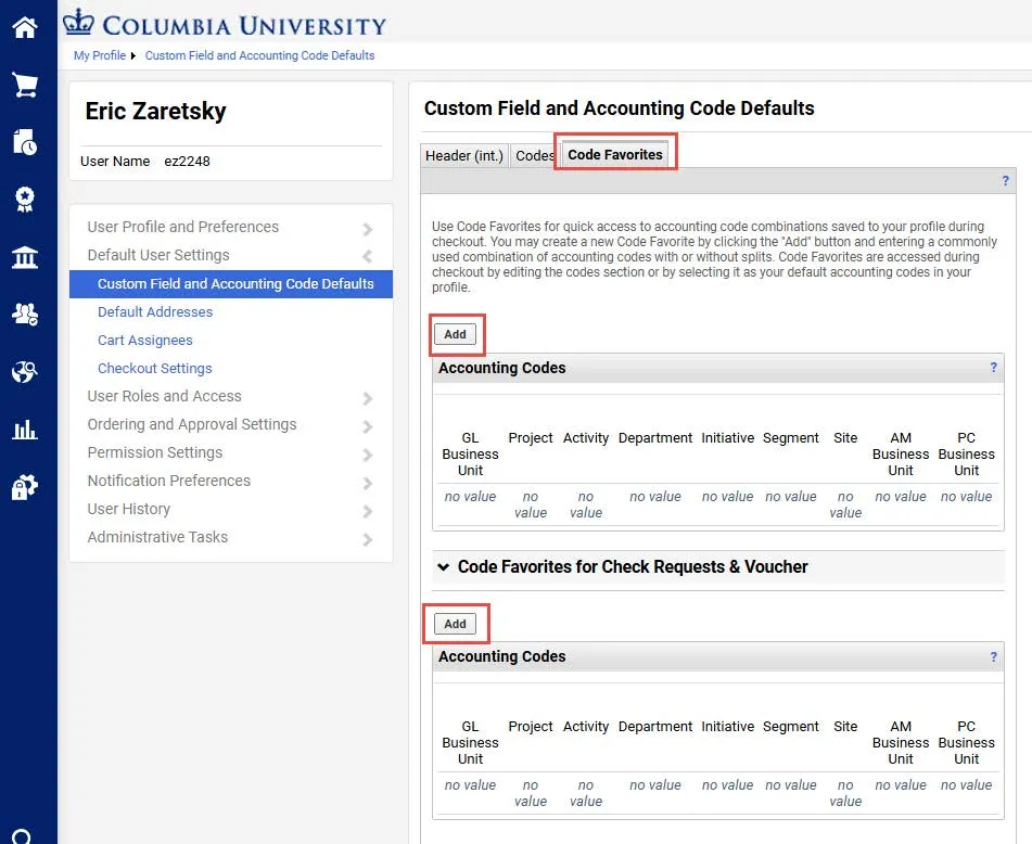 CU Marketplace favorites tab. 