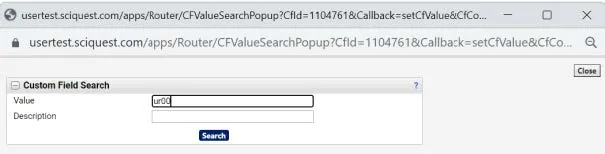 Click the Select from all values link to use the Custom Field Search for a field you are populating.