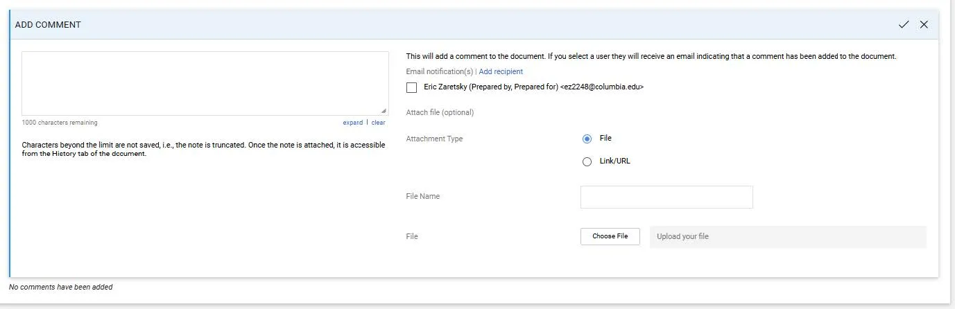 Add comments field. 