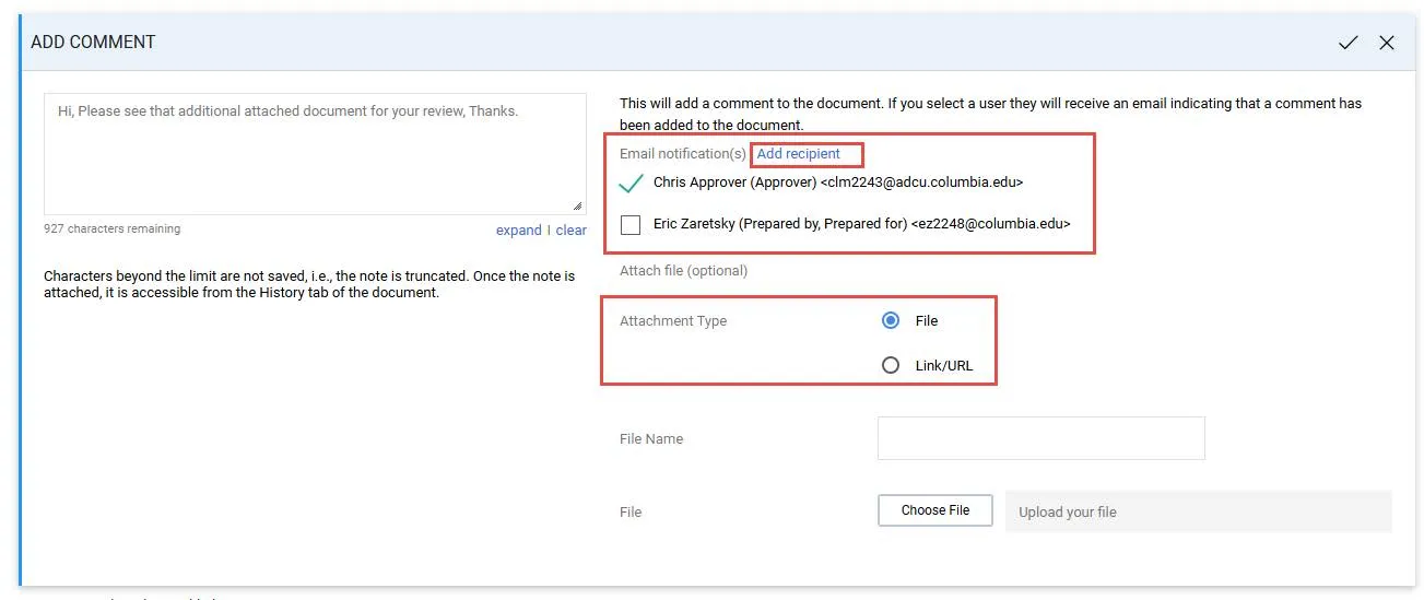 Add recipients fields highlighted. 