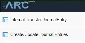 ARC screenshot Journal Types Menu