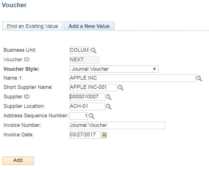 Click the Voucher Style dropdown and select Journal Voucher.