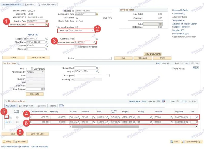 Voucher form screenshot