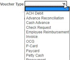 Click the Voucher Type dropdown and select the Voucher Type of the original voucher for which you are changing with the Journal Entry.