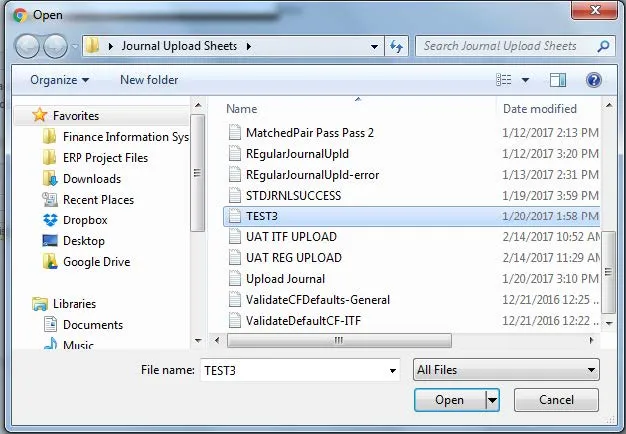 Click Choose File and navigate to the location of your saved upload file.