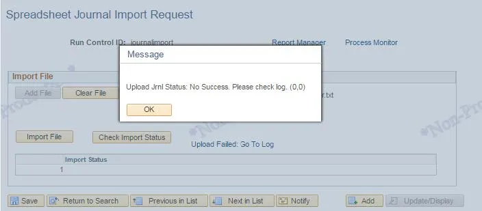 Click the Upload Failed: Go to Log link.