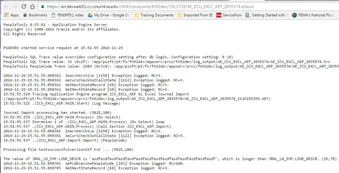 An error log window appears showing the reason for the import failure.
