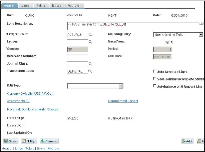 Under the Header tab, enter a Long Description.