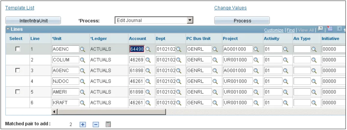 Transactions between a Consolidated and a Non-consolidated Business Unit example screenshot. 