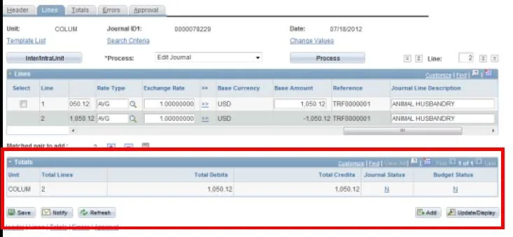 Verify that total debits equals total credits