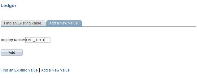 Click the Add a New Value tab and enter an inquiry name. 
