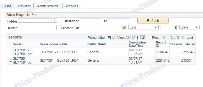 Report manager screenshot.