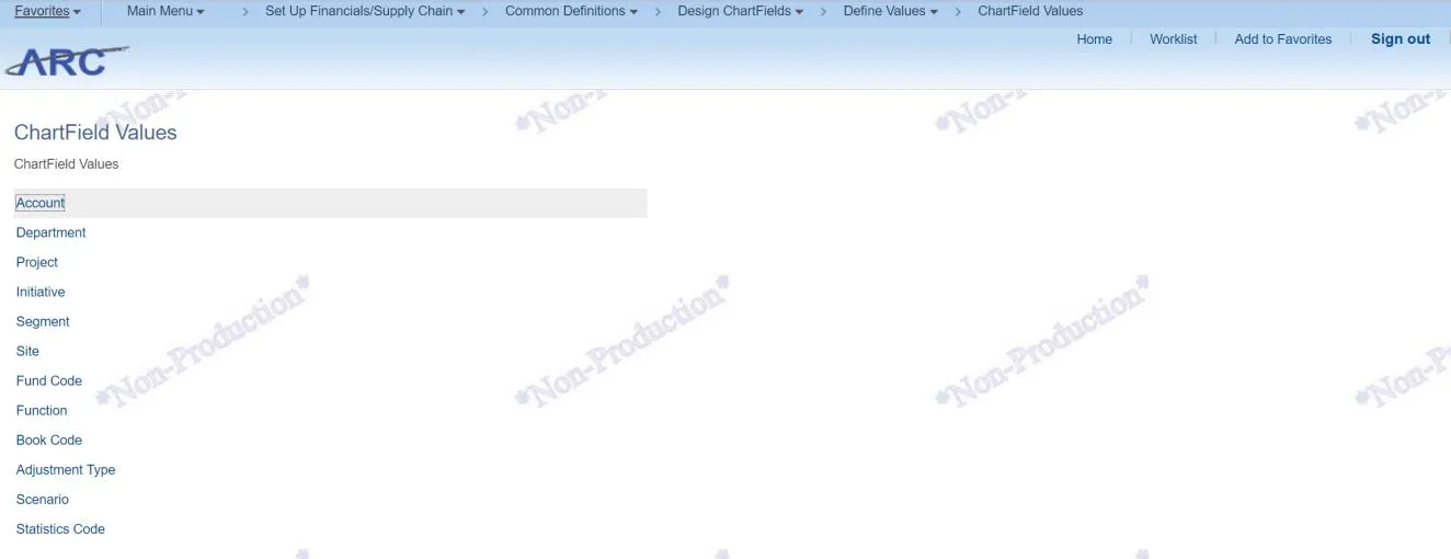 ARC ChartField screenshot