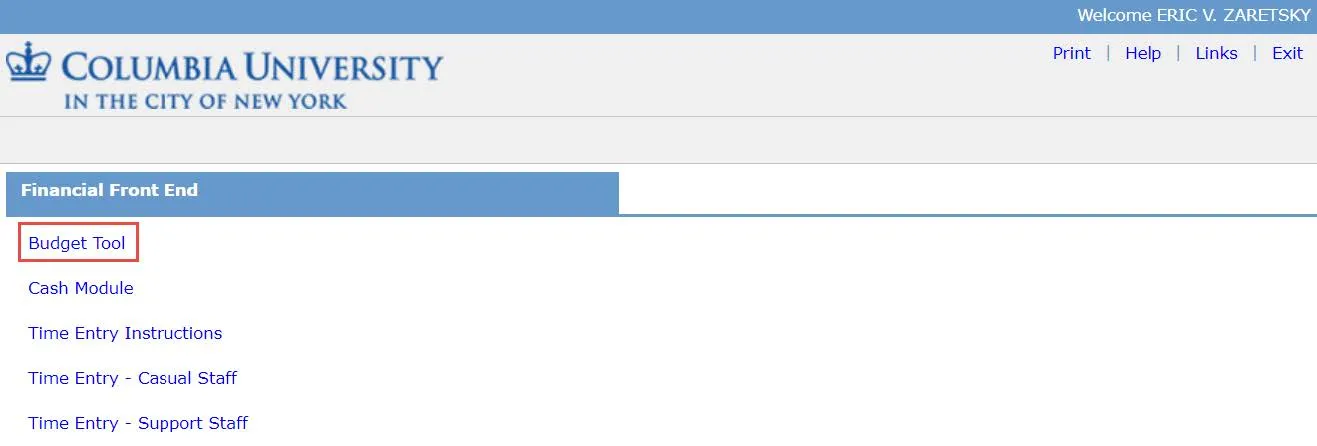 The FinSys/FFE Menu appears.