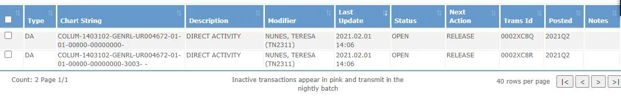 The Worklist screen appears with your Batch items listed with the Next Action indicating “Release”.