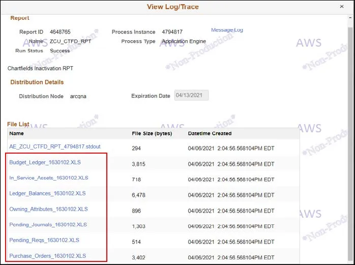 Click the View Log/Trace link.