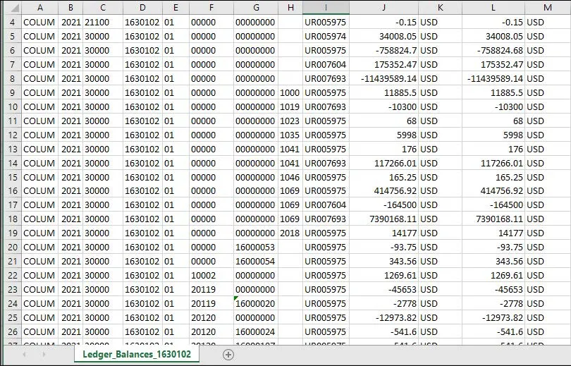 Click the Excel file link for the desired report. 