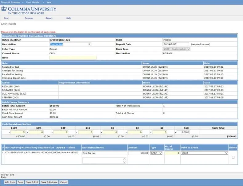 FFE Cash Module screenshot