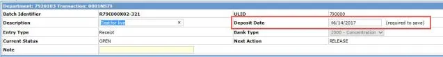 You are required to enter a Deposit Date in order to be able to Save the Batch. 