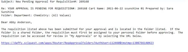 Pending Approval Email Alert