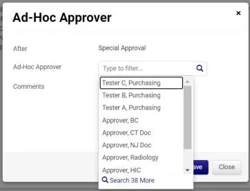 The Ad Hoc Approver window appears.