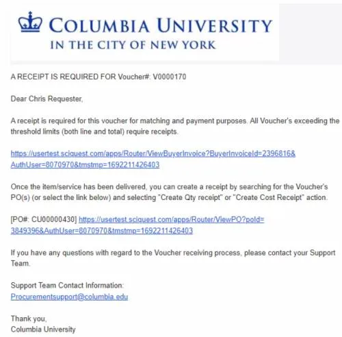 Email alert example. 