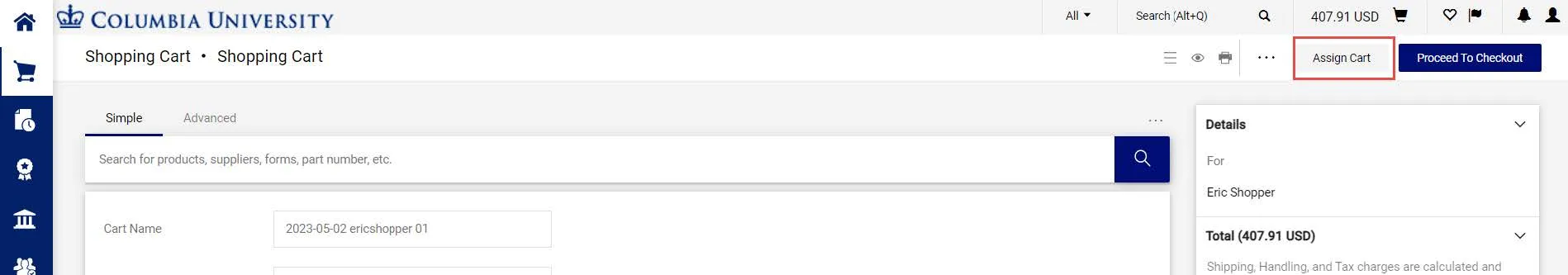 Click the Assign Cart button.