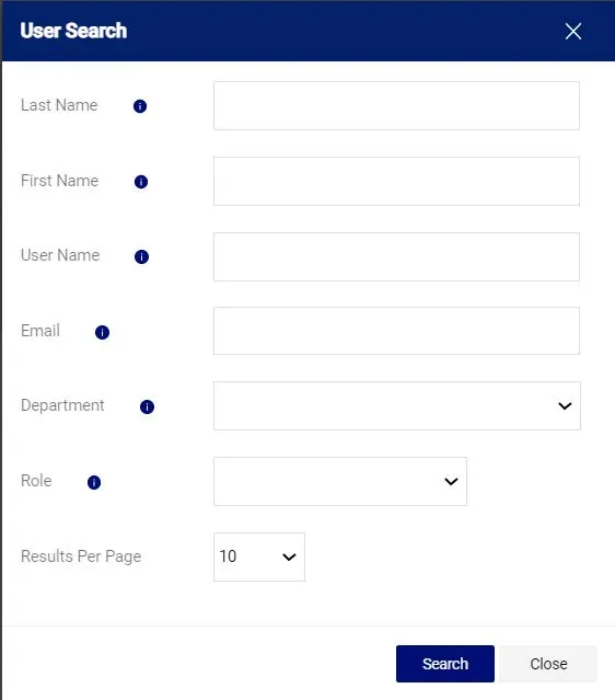 To search and select a non-favorite Requester or click the Search link.